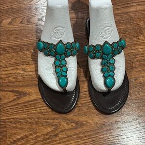 Turquoise Beaded Sandals